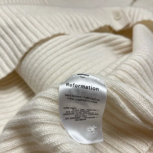 NEW Reformation Fantino Cashmere Collared Cardigan In Gossamer Size XL - Picture 15 of 17